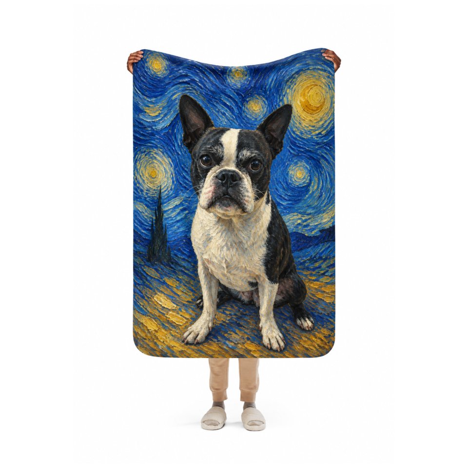 Sherpa blanket with a pet portrait