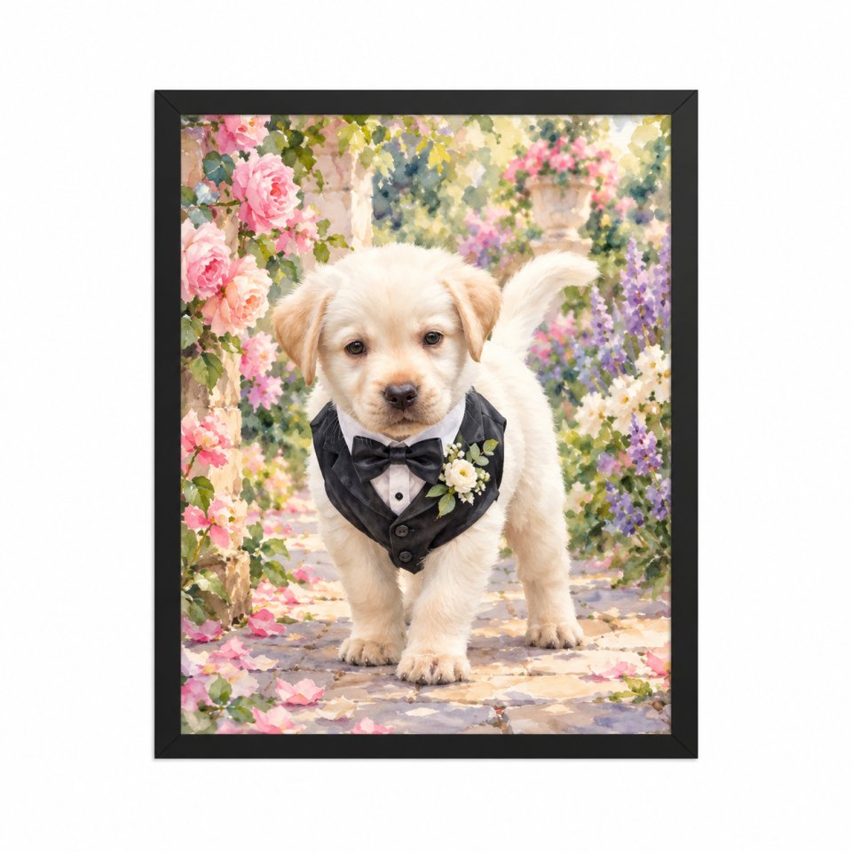 Framed pet portrait print
